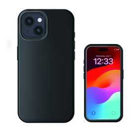 4Smarts Funda de Silicona 540582 para Apple iPhone 15 Plus, Negro, Compatible con MagSafe