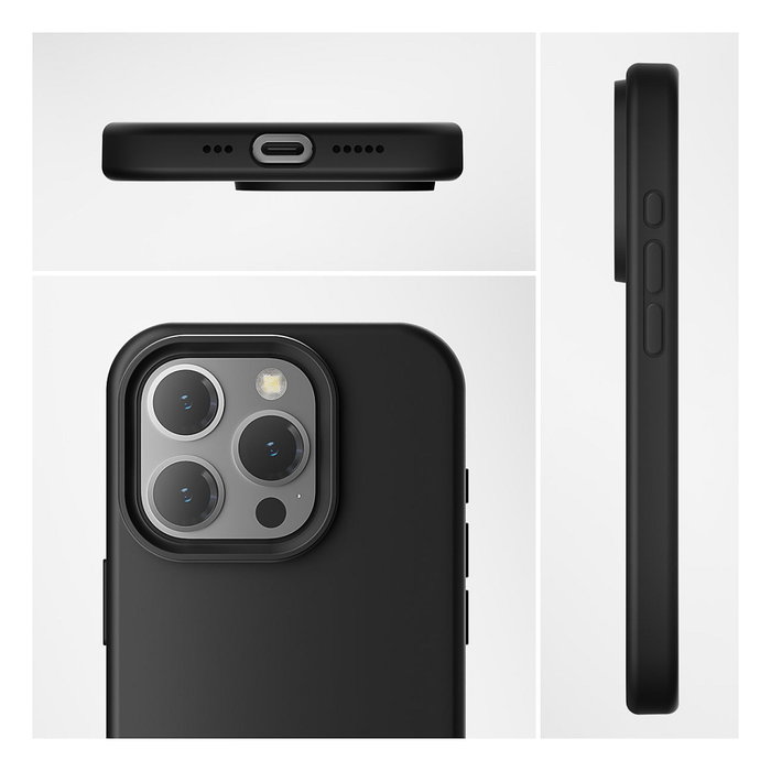 4Smarts Funda de Silicona 540582 para Apple iPhone 15 Plus, Negro, Compatible con MagSafe