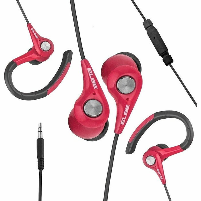 Elbe AU-107-MIC Auriculares Deportivos con Micrófono Rojos y Negros