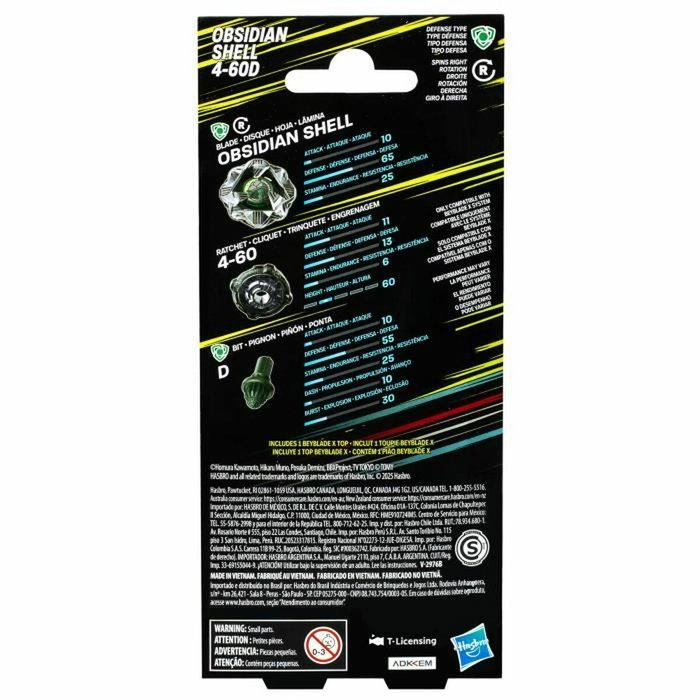 Hasbro Beyblade X Obsidian Shell 4-60D Kit de Refuerzo