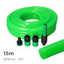 Edm Kit manguera de jardín estándar de 15 m, 3/4 pulg, verde fluorescente