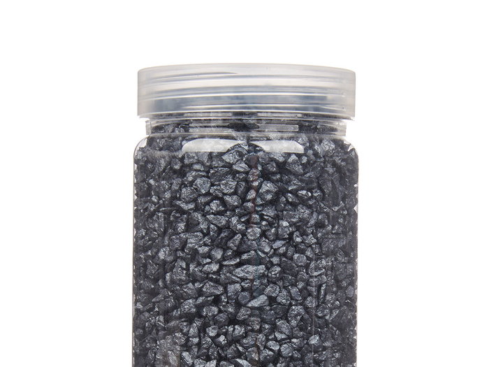 Giftdecor Bote de Piedra Metalizada Negra 700 g con Piedras de 2-5 mm para Decoración (Set de 12)