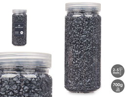Giftdecor Bote de Piedra Metalizada Negra 700 g con Piedras de 2-5 mm para Decoración (Set de 12)