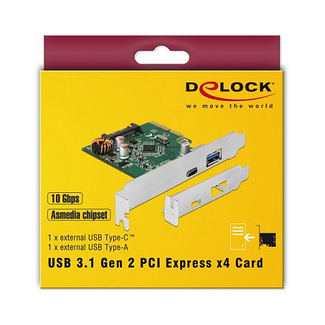 DeLOCK 90299 Tarjeta PCIe x4 con 1x USB Type-C y 1x USB Type-A USB 3.2 Gen 2
