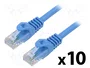 Lanberg Pack de 10 Patchcord Cat.6 UTP 3m Azul Fluke Passed