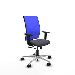 PIQUERAS Y CRESPO Silla de oficina Motilla con mecanismo Sincro/Traslack, Gris oscuro y Azul