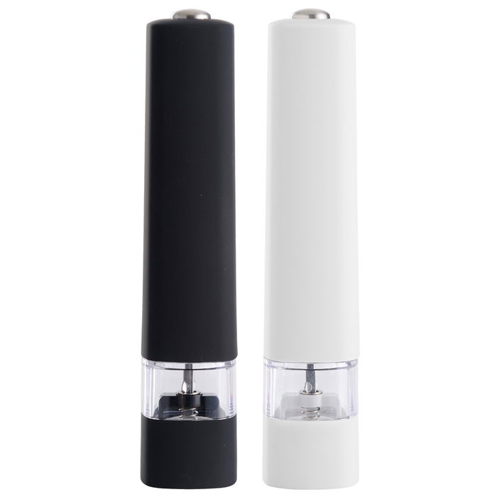 Day Juego de 2 Molinillos Eléctricos Sal/Pimienta Blancos y Negros con Pulsador Superior Day Juego de 2 Molinillos Eléctricos Sal/Pimienta Blancos y Negros con Pulsador Superior