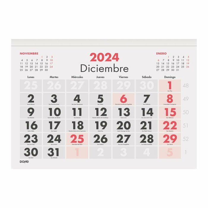 Dohe Calendario de Sobremesa Faldilla 30x21cm Números Grandes 2026