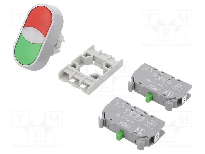 SPAMEL Interruptor doble ST22 22mm NA x2 negro/verde SPAMEL Interruptor doble ST22 22mm NA x2 negro/verde