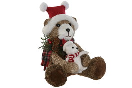 DKD Home Decor Figura Navidad Oso Alpina Marron Rojo Porexpan 20 x 22 x 22 cm (2 Unidades)