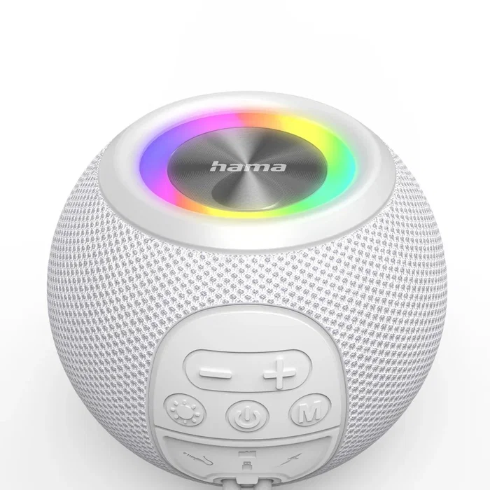Hama 00188238 Altavoz Bluetooth Portátil Esférico, Blanco, 5W, Luces LED, True Wireless Stereo (TWS), 10h Batería, Resistente al Agua, para Playa y Fiesta Hama 00188238 Altavoz Bluetooth Portátil Esférico, Blanco, 5W, Luces LED, True Wireless Stereo (TWS), 10h Batería, Resistente al Agua, para Playa y Fiesta