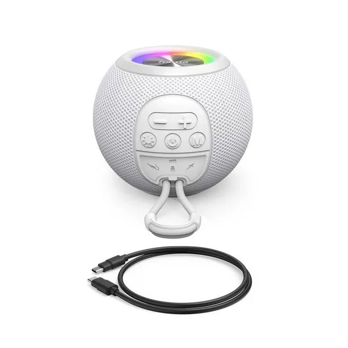 Hama 00188238 Altavoz Bluetooth Portátil Esférico, Blanco, 5W, Luces LED, True Wireless Stereo (TWS), 10h Batería, Resistente al Agua, para Playa y Fiesta Hama 00188238 Altavoz Bluetooth Portátil Esférico, Blanco, 5W, Luces LED, True Wireless Stereo (TWS), 10h Batería, Resistente al Agua, para Playa y Fiesta