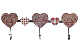 DKD Home Decor Perchero de Pared Rojo con 3 Perchas
