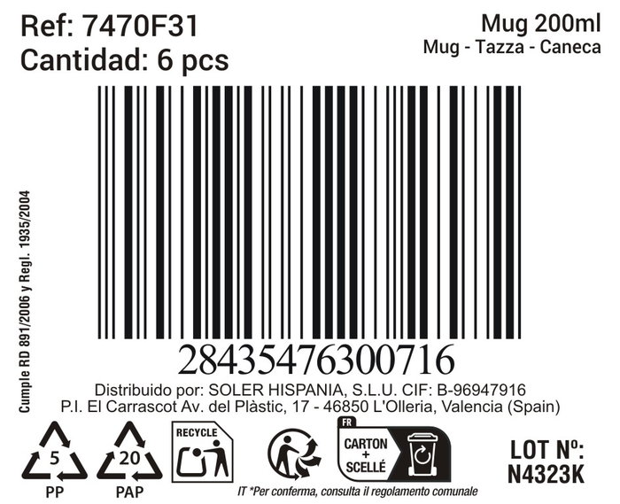 La Mediterranea Mug 200 ml Ocean Blue Md (36 Unidades)