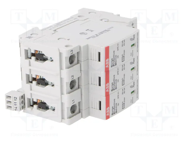 ABB Limitador de sobretensiones Tipo 2 de 3 polos, 40kA, 275V AC
