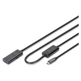 Digitus Cable Extensor USB-C a USB-A 3.2 Gen 1 (5 Gbps) 10 Metros Negro