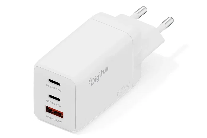 Digitus Cargador USB GaN 67 W 2x USB-C 1x USB-A Blanco DA-10303 Digitus Cargador USB GaN 67 W 2x USB-C 1x USB-A Blanco DA-10303