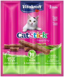 Vitakraft Cat Stick Mini Pollo con Hierba 20g, 3 Unidades, Snacks Grain Free