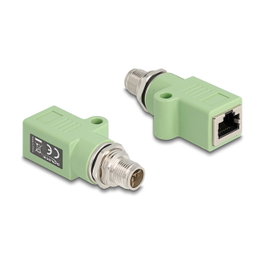 DeLOCK 60681 Adaptador M12 X-codificado 8 Pin a RJ45 Hembra Cat.5e Verde