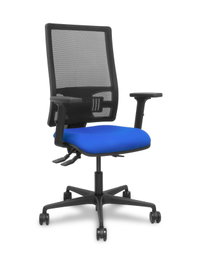 PIQUERAS Y CRESPO Silla Bormate Asincro con Respaldo de Malla Negra y Asiento Bali Azul