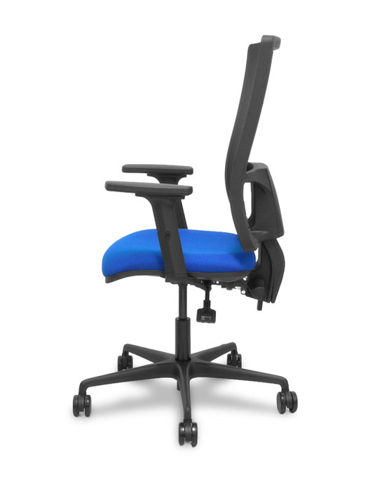 PIQUERAS Y CRESPO Silla Bormate Asincro con Respaldo de Malla Negra y Asiento Bali Azul