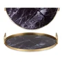 Bandeja Mármol Negro Dorado Metal Vidrio 30 x 4,5 x 30 cm (6 Unidades)