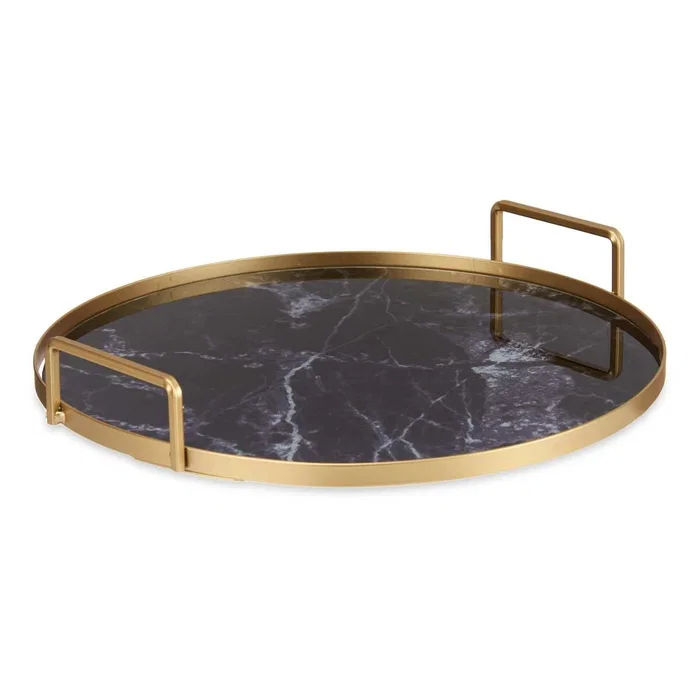 Bandeja Mármol Negro Dorado Metal Vidrio 30 x 4,5 x 30 cm (6 Unidades) Bandeja Mármol Negro Dorado Metal Vidrio 30 x 4,5 x 30 cm (6 Unidades)