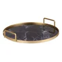 Bandeja Mármol Negro Dorado Metal Vidrio 30 x 4,5 x 30 cm (6 Unidades)
