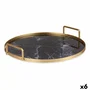 Bandeja Mármol Negro Dorado Metal Vidrio 30 x 4,5 x 30 cm (6 Unidades)