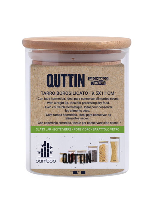 Quttin Tarro de Borosilicato Bamboo Quttin 600ml, Set de 12 unidades Quttin Tarro de Borosilicato Bamboo Quttin 600ml, Set de 12 unidades