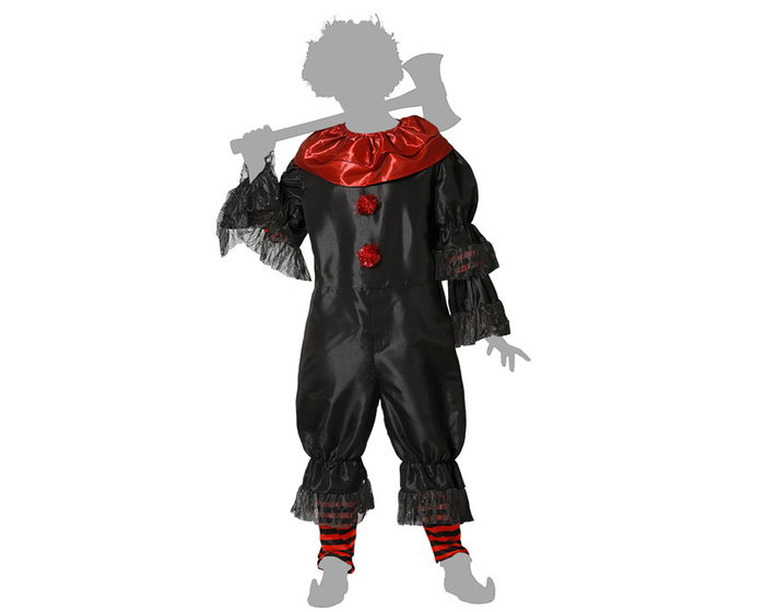 Disfraz Payaso Diabólico para Hombre Adulto - Halloween - Negro con Rojo - Tallas XS-S