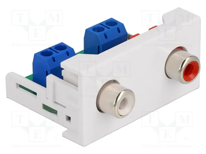 DeLOCK Módulo Easy 45 con 2 puertos RCA hembra, Blanco DeLOCK Módulo Easy 45 con 2 puertos RCA hembra, Blanco