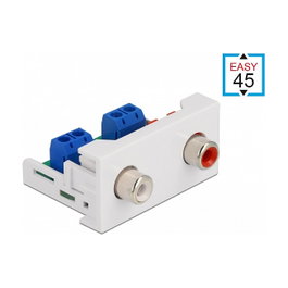 DeLOCK Módulo Easy 45 2 x RCA hembra 22,5 x 45 mm Blanco