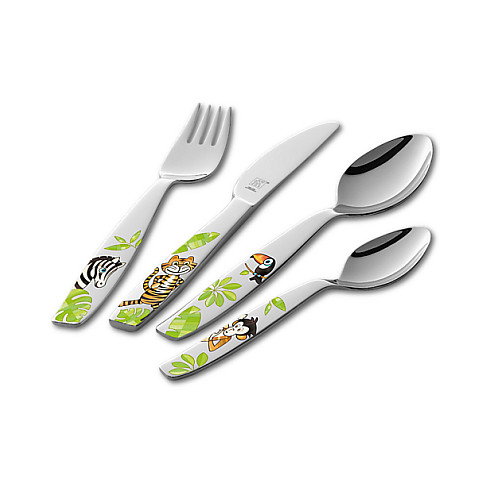 Zwilling Juego de cubiertos infantiles Jungle de 4 piezas Zwilling Juego de cubiertos infantiles Jungle de 4 piezas