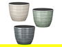 Ibergarden Maceta de Plástico con Rayas, 30 cm de Diámetro, Surtido de Colores (Antracita, Gris, Verde) (Set de 12)