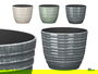 Ibergarden Maceta de Plástico con Rayas, 30 cm de Diámetro, Surtido de Colores (Antracita, Gris, Verde) (Set de 12)