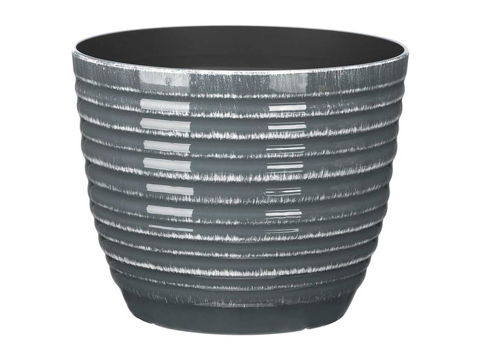 Ibergarden Maceta de Plástico con Rayas, 30 cm de Diámetro, Surtido de Colores (Antracita, Gris, Verde) (Set de 12)
