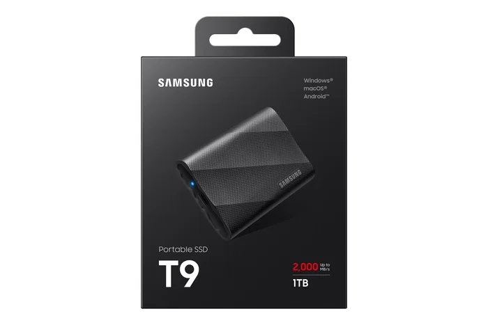Samsung T9 Portable SSD 1TB - MU-PG1T0B - Disco Duro Externo NVMe USB-C 3.2 Gen 2 (2000 MB/s) Negro
