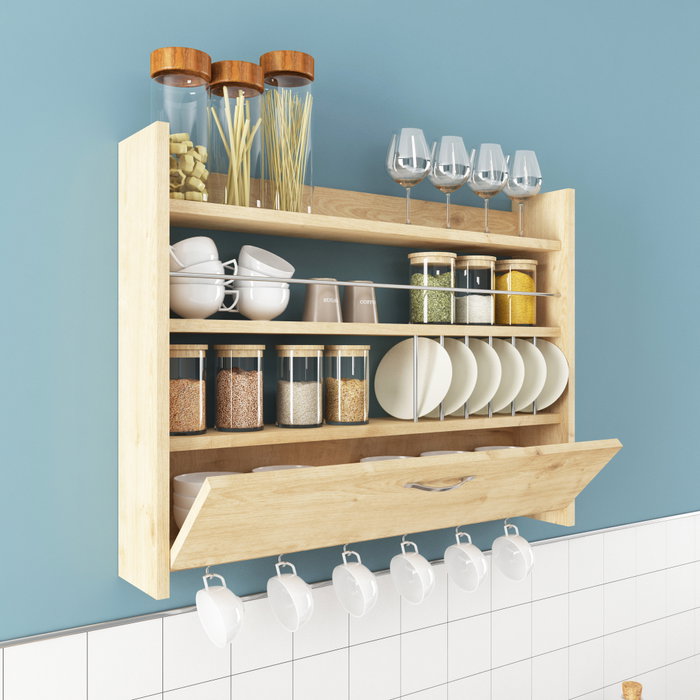 Hanah Home Estantería de Cocina Roble 85x15x65 cm