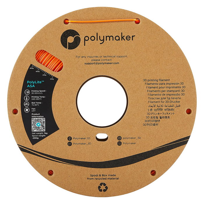 Polmask Filamento ASA 1,75mm Naranja 1kg Polmask Filamento ASA 1,75mm Naranja 1kg