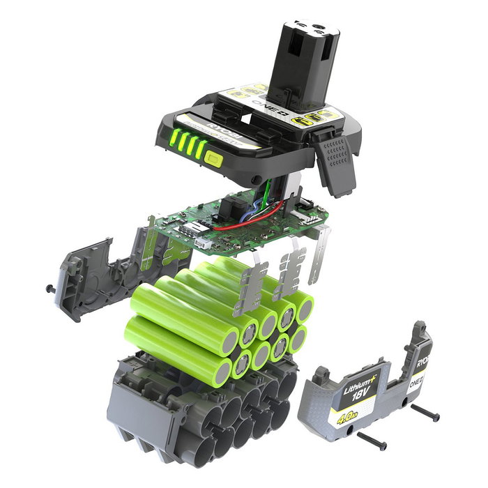 Ryobi RB1840X Batería de Ion-Litio 18V 4.0Ah para Taladro, Destornillador y Martillo Perforador - Negro/Gris