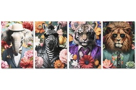DKD Home Decor Cuadro Lienzo Animales y Flores Multicolor 40x1,8x60 cm