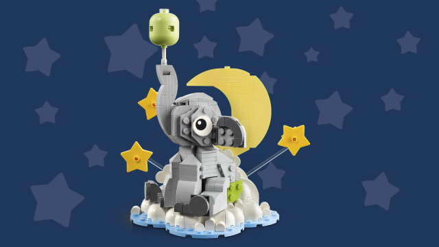 Lego Bebé Elefante en el Cielo 402 Piezas Set Decorativo Nube Luna Estrellas