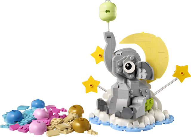 Lego Bebé Elefante en el Cielo 402 Piezas Set Decorativo Nube Luna Estrellas