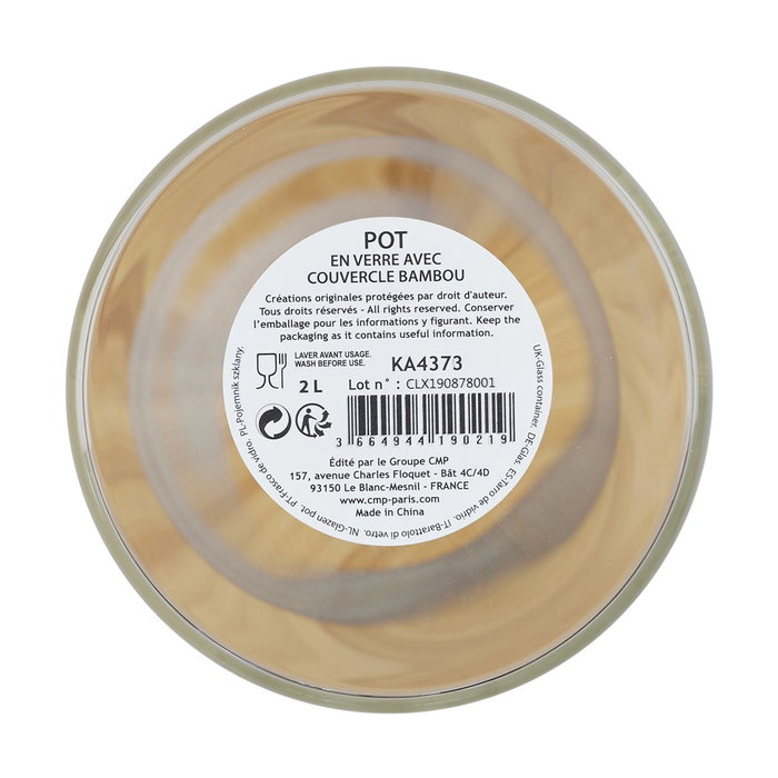 Cook Concept Bote Vidrio 2 L Transparente con Tapa de Bambú para Alimentos