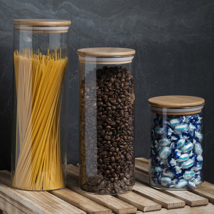 Cook Concept Bote Vidrio 2 L Transparente con Tapa de Bambú para Alimentos