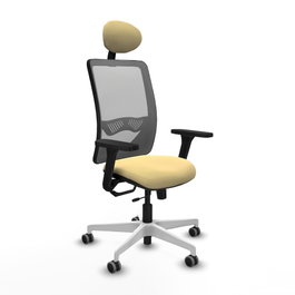 PIQUERAS Y CRESPO Silla de oficina Zulema con mecanismo Sincro/Traslack, Crema y Gris