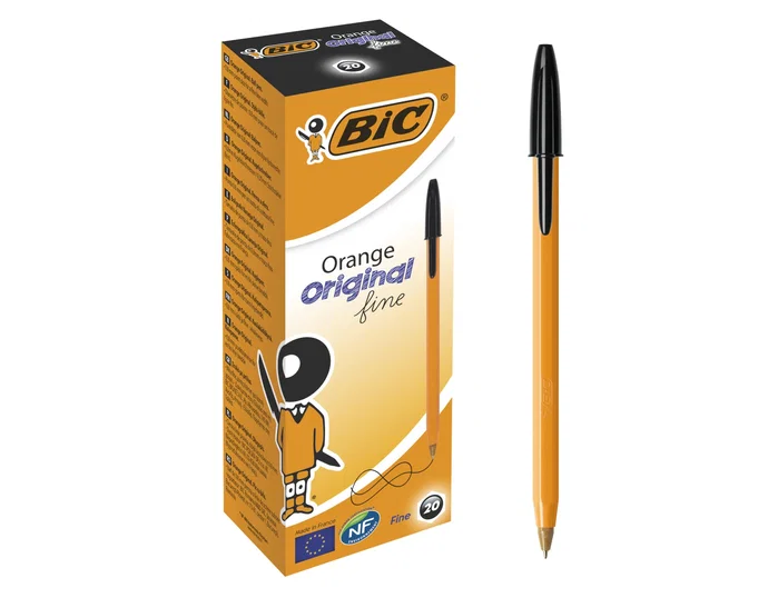 Bic Bolígrafo Original Fine Naranja Tinta Negra Pack de 20