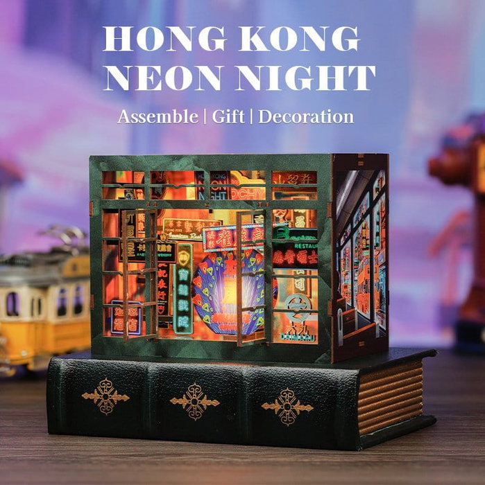 Maqueta Book Nook Hong Kong Neon Light 13 x 17 cm