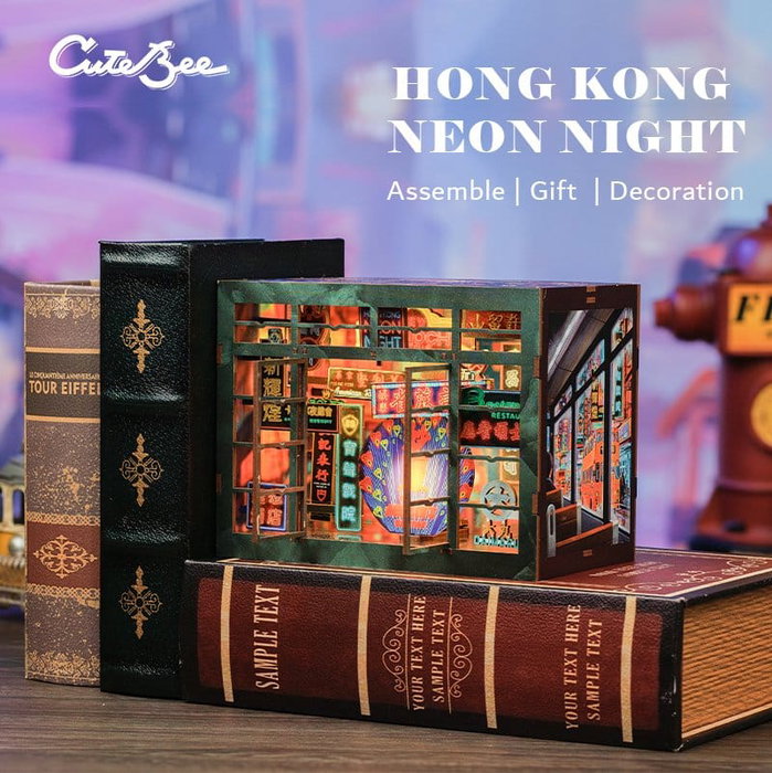 Maqueta Book Nook Hong Kong Neon Light 13 x 17 cm